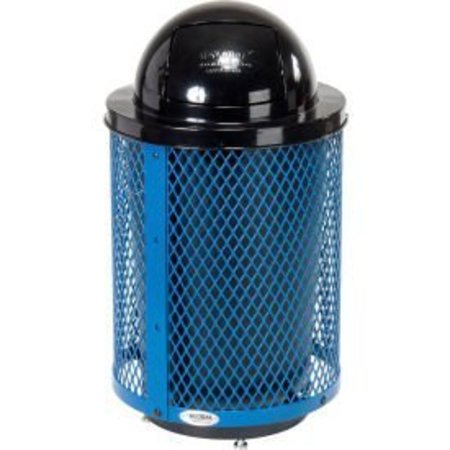 GLOBAL EQUIPMENT Outdoor Steel Diamond Trash Can With Dome Lid   Base, 36 Gallon, Blue 261948BLD